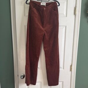 Corduroy wide leg Trousers in burnt orange